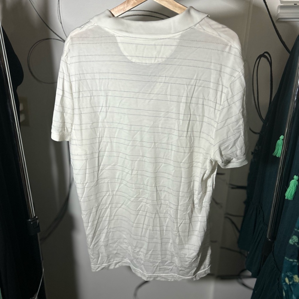 Banana Republic Women’s White with Lavender Stripes Polo, Short Sleeve Sz XL - Picture 4 of 6